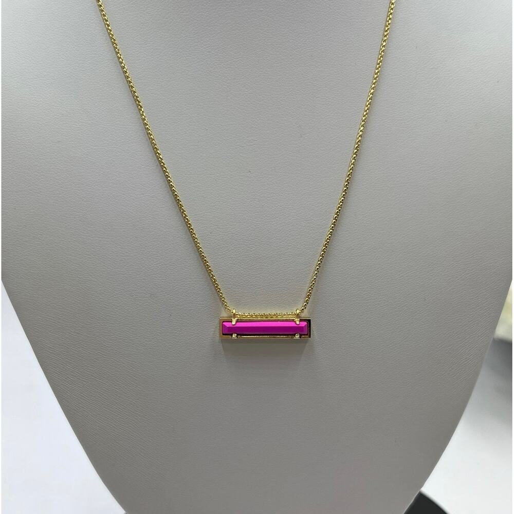 Kendra Scott Leanor Bar Bright Pink Magenta‎ Pendant Necklace New